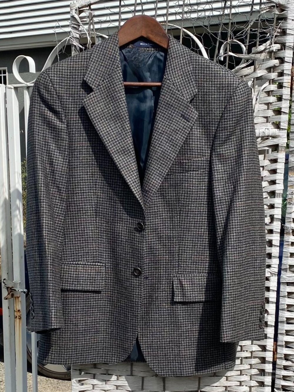 Vintage Chaps Ralph Lauren Wool Houndstooth Blazer Sportcoat Jacket 36S